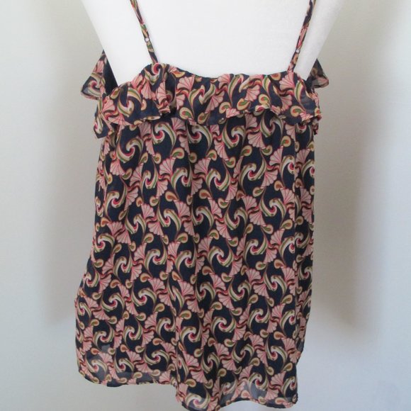 Webster Miami for Target Blue Print Ruffle Neck Cami Size L - Picture 4 of 14